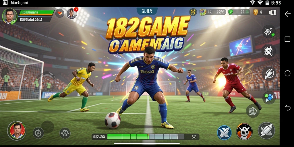 Tampilan gameplay seru dalam 182GAME saat pemain beraksi di lapangan.