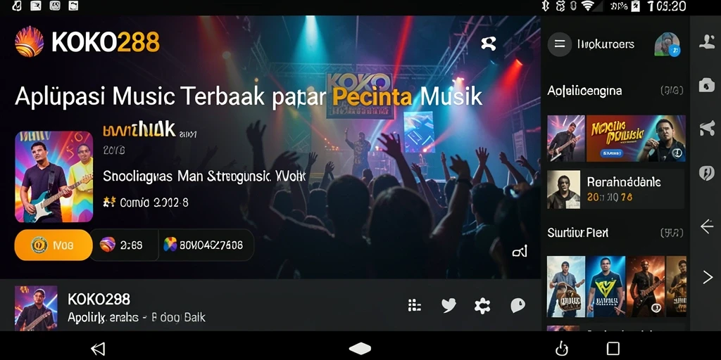 Tangkapan layar KOKO288 menampilkan antarmuka aplikasi musik yang menarik dan interaktif.
