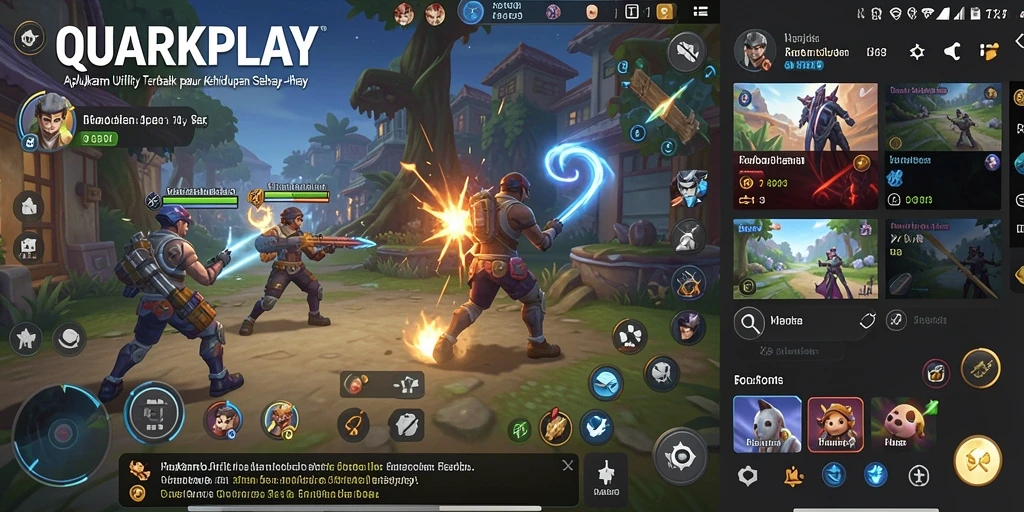Tampilan antarmuka utama QUARKPLAY dengan fitur-fitur Utility.