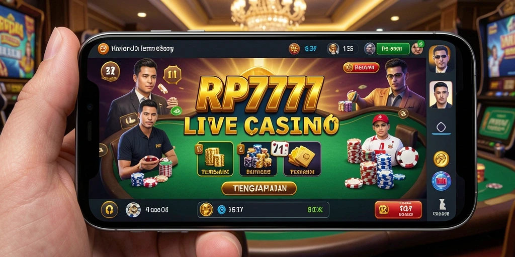 Screenshot menunjukkan dealer langsung dalam permainan Live Casino yang menarik.