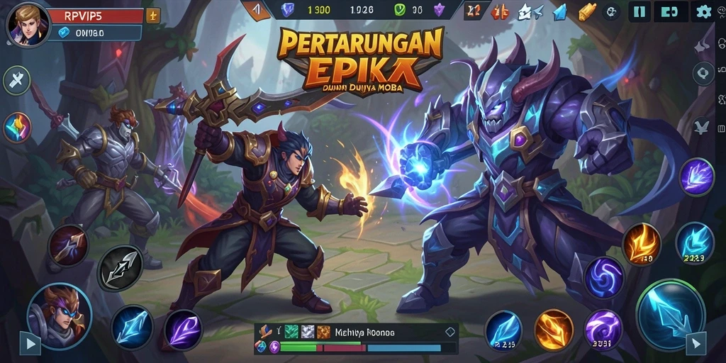 Gameplay seru RPVIP5 dalam pertarungan MOBA yang mendebarkan.
