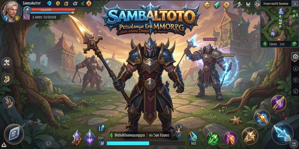 Screenshot gameplay SAMBALTOTO menunjukkan pertempuran seru dalam dunia MMORPG.