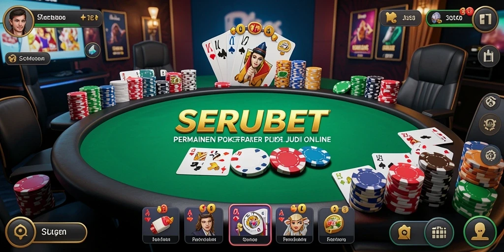 Screenshot SERUBET menampilkan gameplay Poker yang seru dan kompetitif.