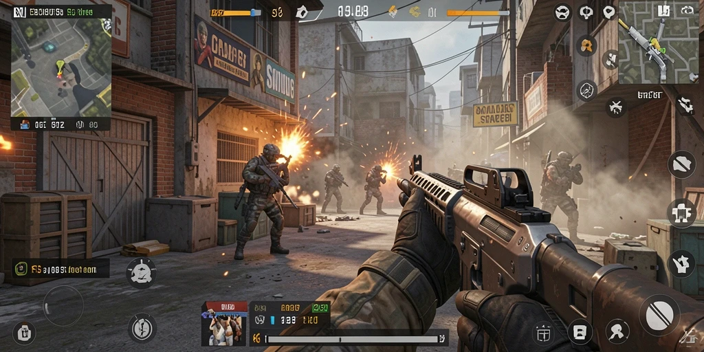 Tampilan gameplay mendebarkan dari SOJU88 dengan aksi FPS yang intens.